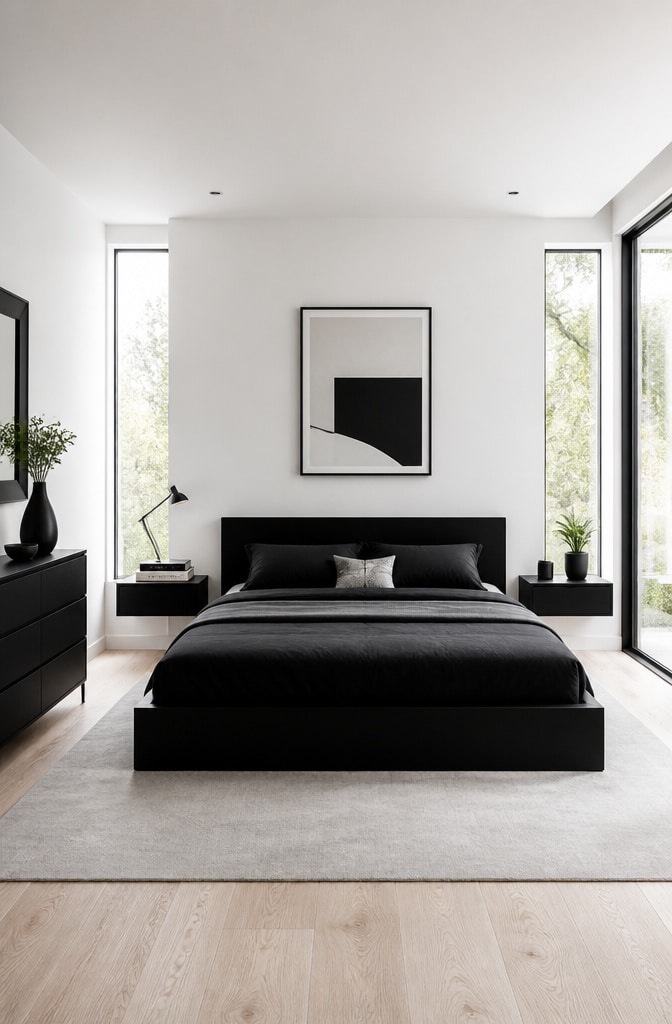 Minimalist Matte Black Bedroom