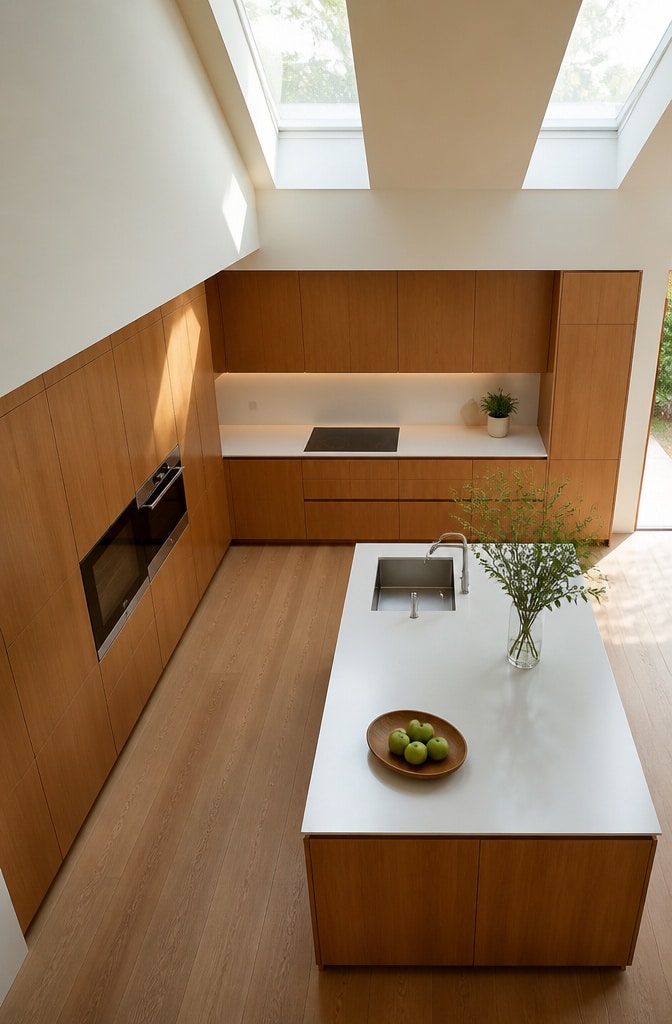 Minimalist Matte Red Oak Cabinets