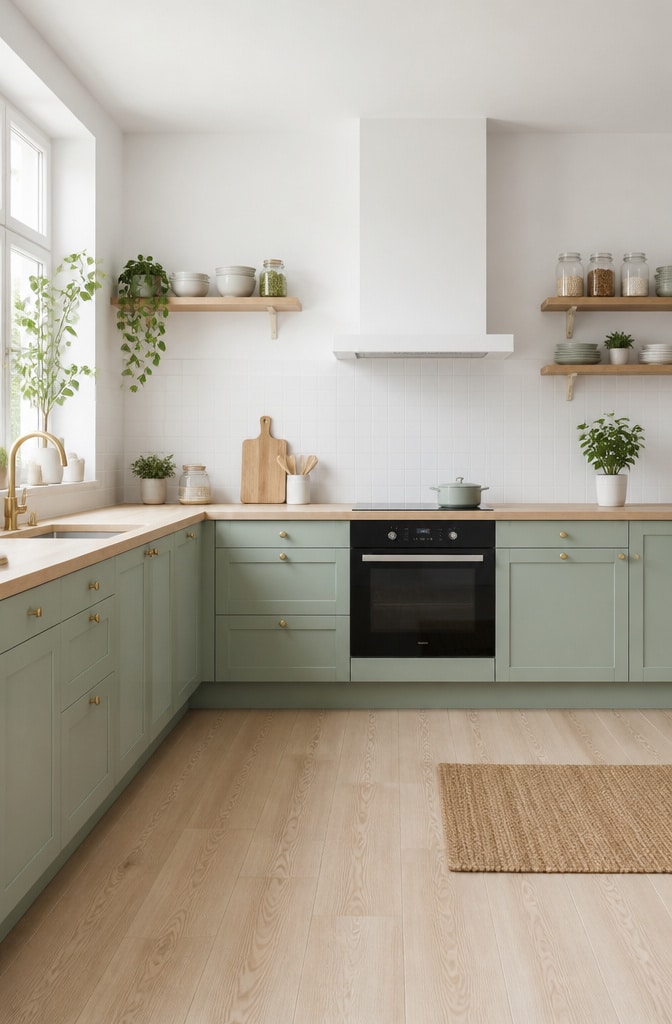 Minimalist Mint Green Scandinavian Kitchen