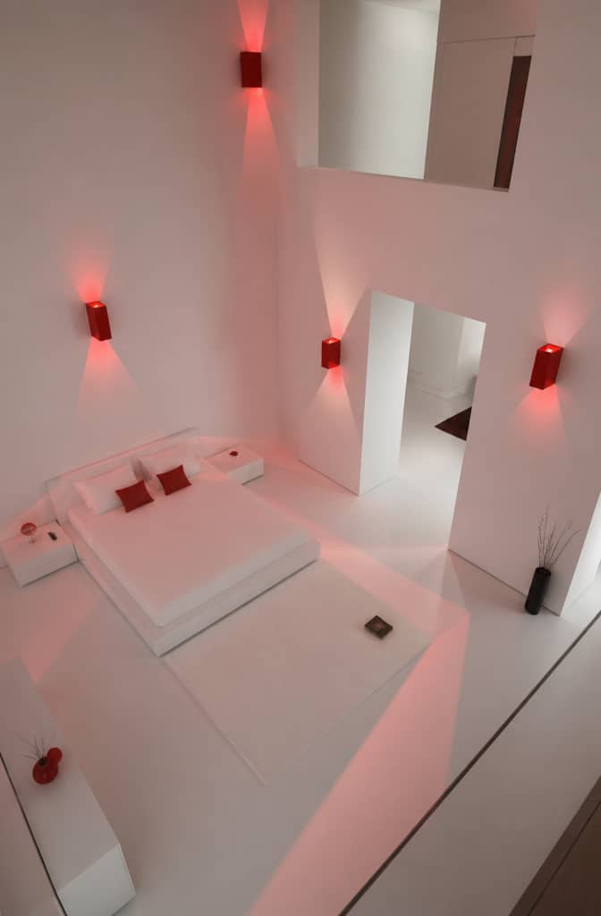 Minimalist Red Shadow Play Bedroom