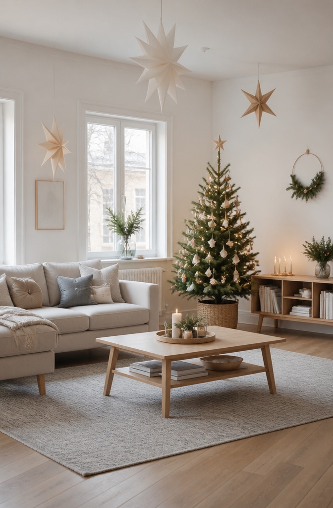 Minimalist Scandinavian Holiday Living Space
