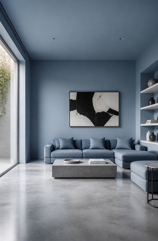 Minimalist Sky Blue Living Room