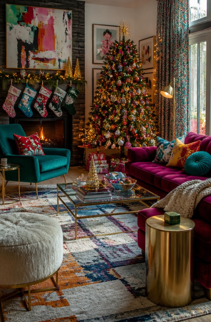 Modern Eclectic Christmas Living Room