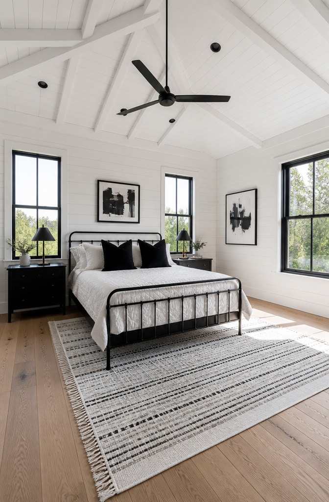 Modern Farmhouse Bedroom with Black Accents