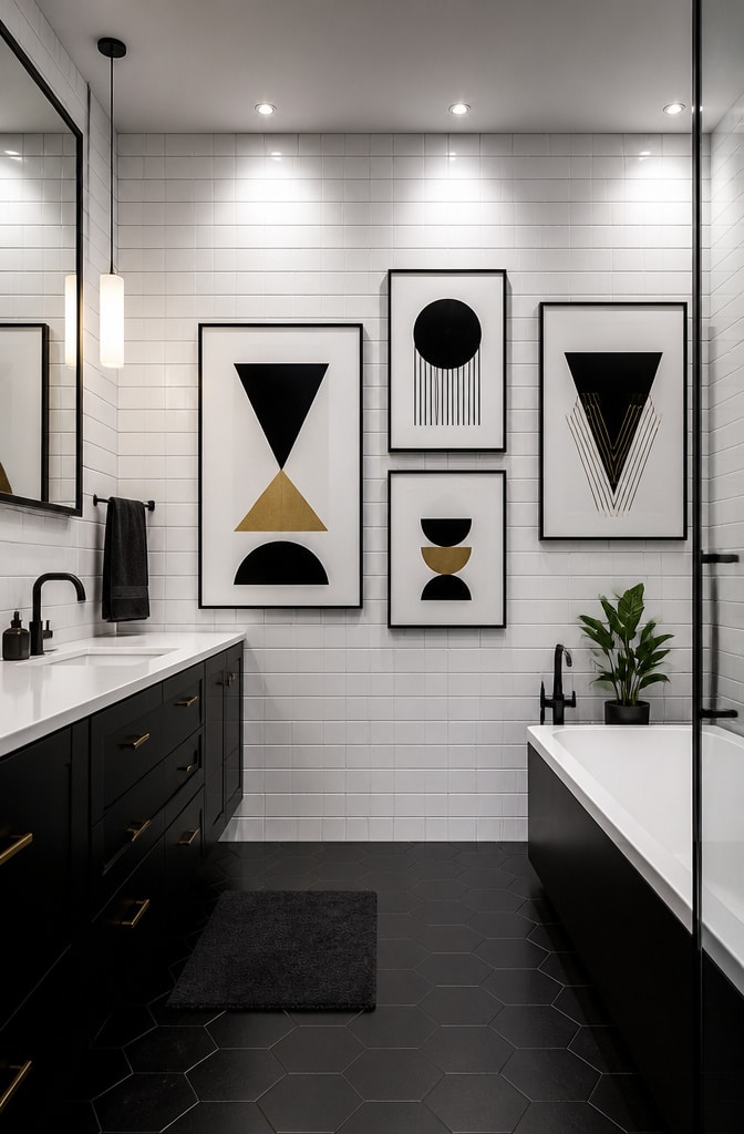 Modern Geometric Bathroom Art Prints