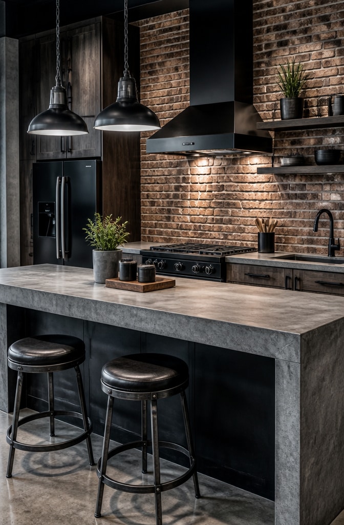 Modern Industrial Concrete Counter Concept