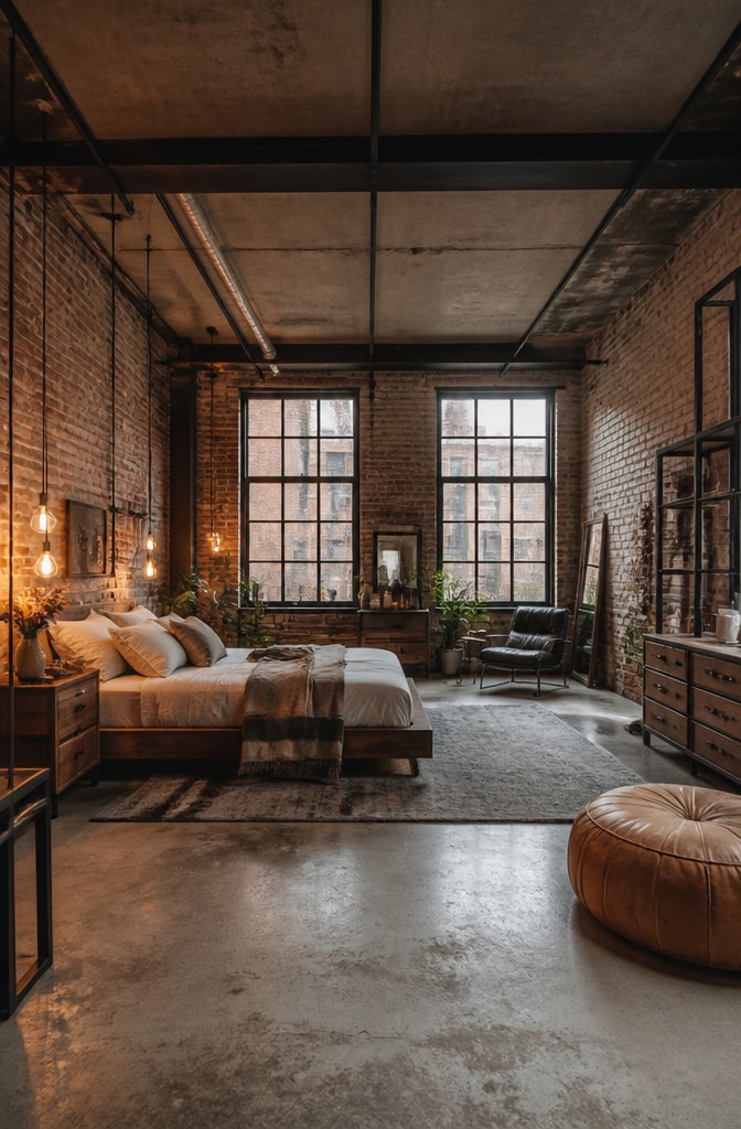 Modern Industrial Loft Bedroom