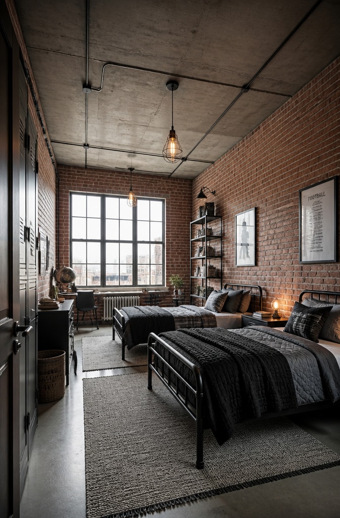Modern Industrial Shared Bedroom
