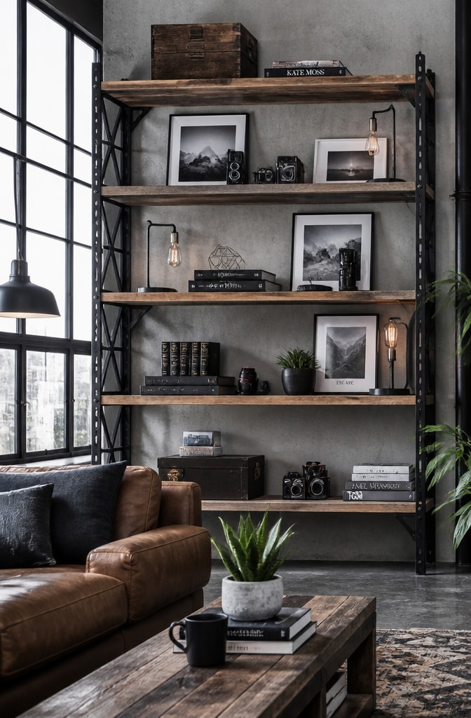 Modern Industrial Shelf Styling