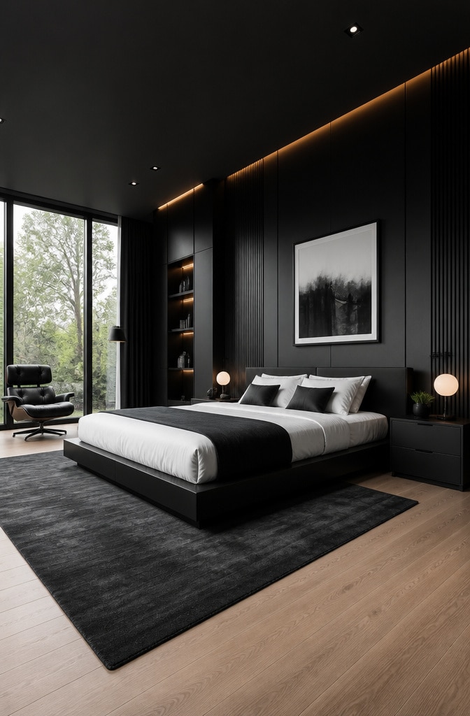 Modern Minimalist Black Bedroom