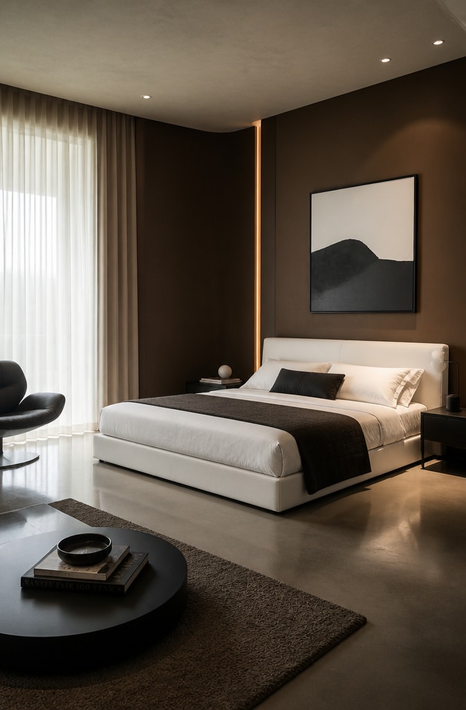 Modern Minimalist Brown Bedroom