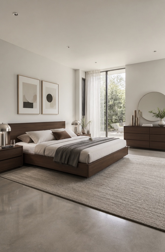 Modern Minimalist Brown Bedroom