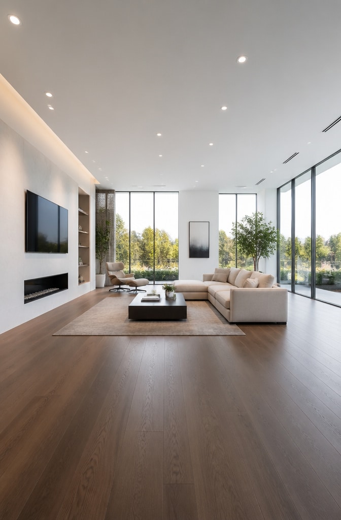 Modern Minimalist Brown Floor Living Room