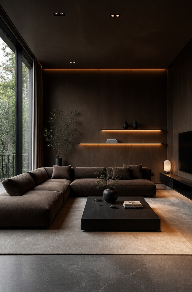 Modern Minimalist Brown Living Room