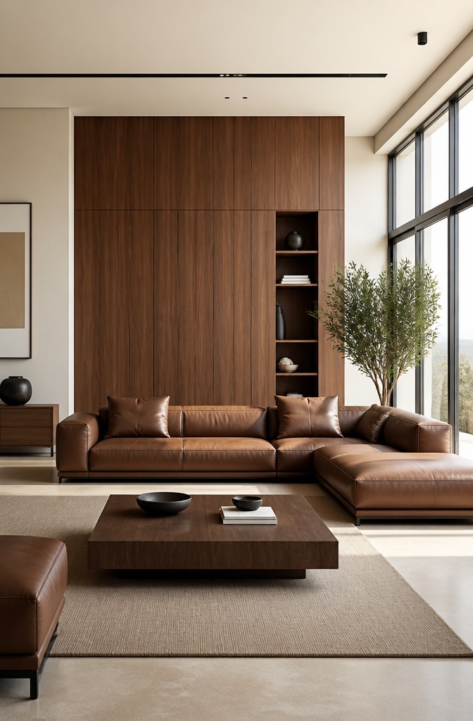 Modern Minimalist Brown Living Room