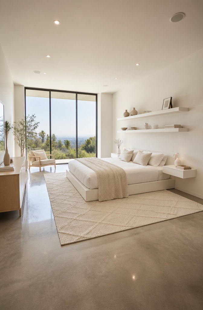 Modern Minimalist Cream and White Bedroom