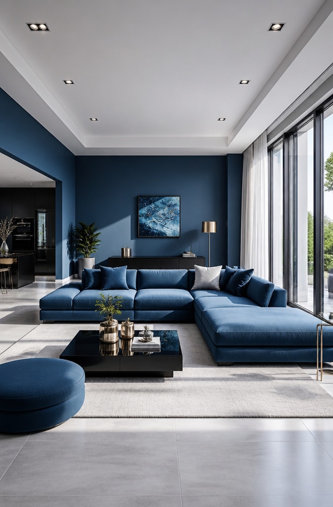 Modern Minimalist French Blue Lounge