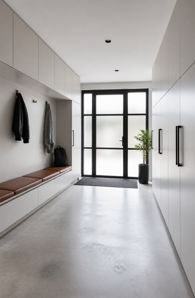 Modern Minimalist Garage Mudroom