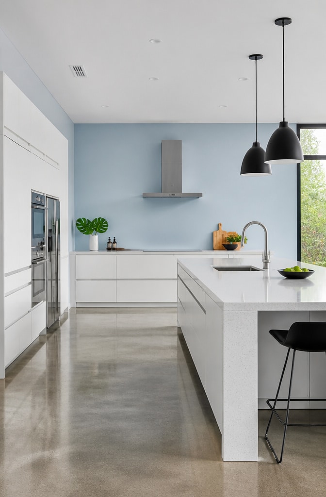 Modern Minimalist Light Blue Kitchen