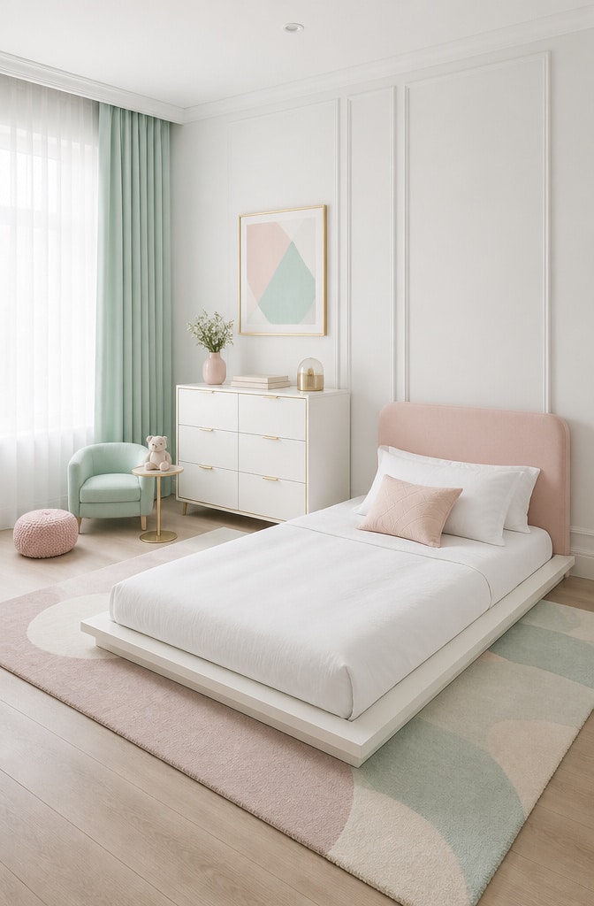 Modern Minimalist Pastel Bedroom