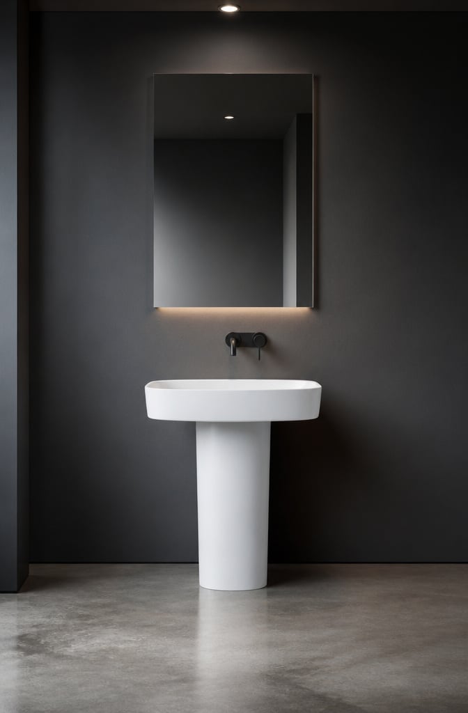 Modern Minimalist Pedestal Sink Bathroom