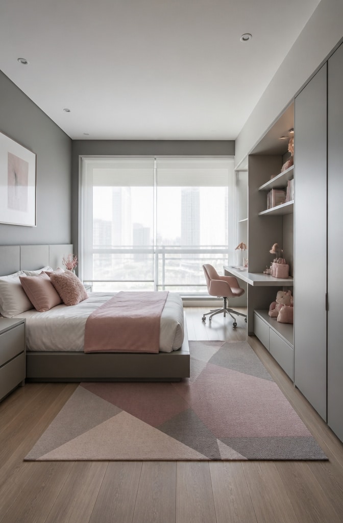 Modern Minimalist Pink and Gray Room