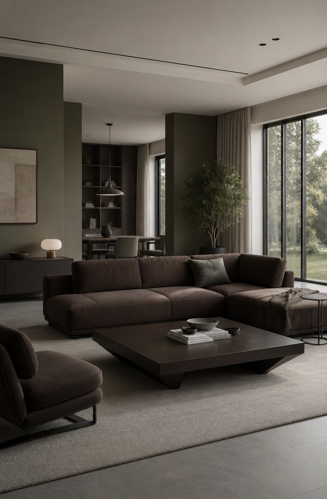 Modern Minimalist Sage and Brown Lounge