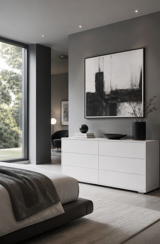 Modern Minimalist White Dresser Bedroom