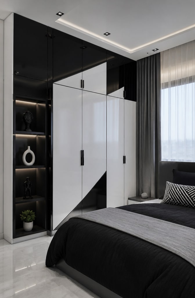 Modern Monochrome Cupboard Bedroom