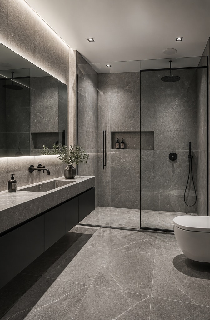 Modern Monochrome Grey Marble Bathroom