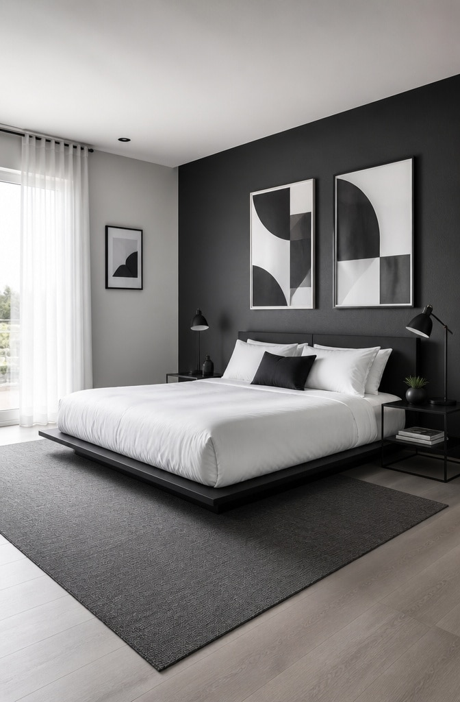 Modern Monochrome Minimalist Bedroom