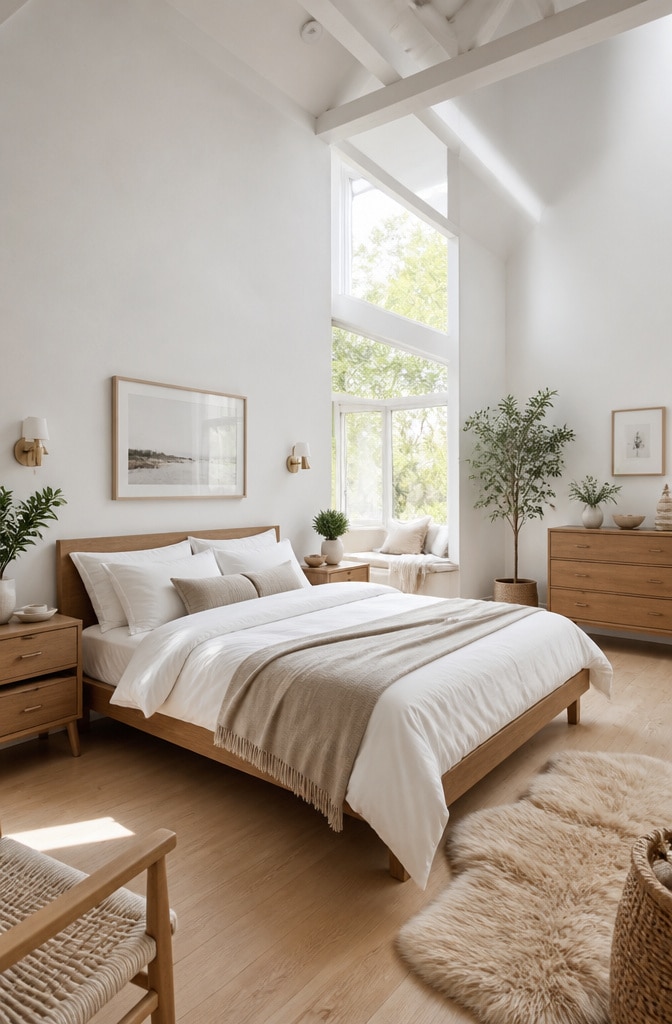 Modern Scandinavian White Comforter Bedroom