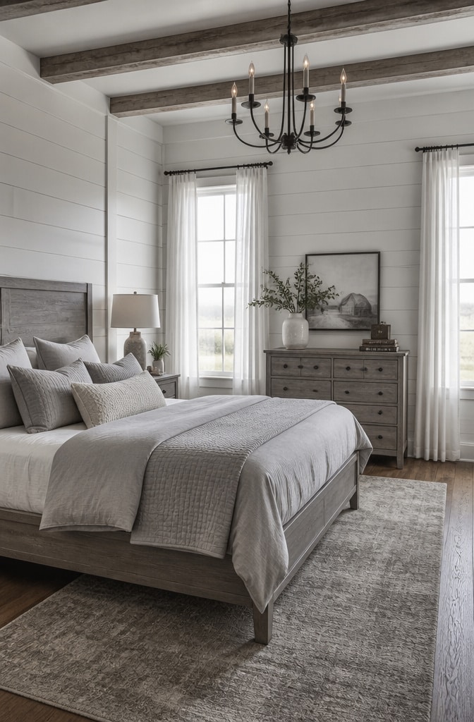 Monochrome Farmhouse Bedroom
