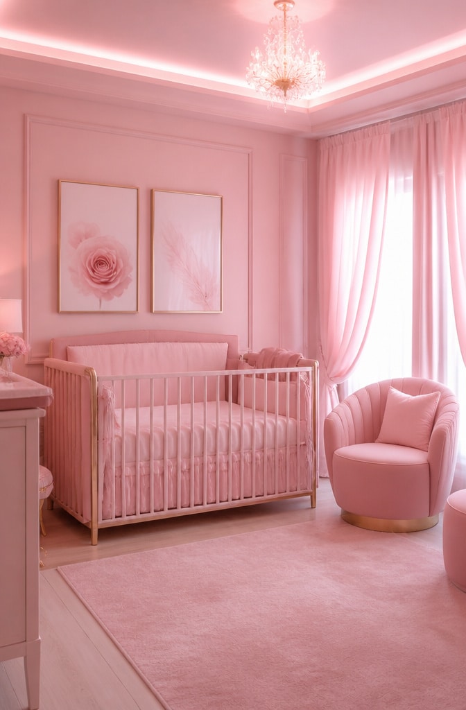 Monochrome Pink Luxe Baby Girl Bedroom
