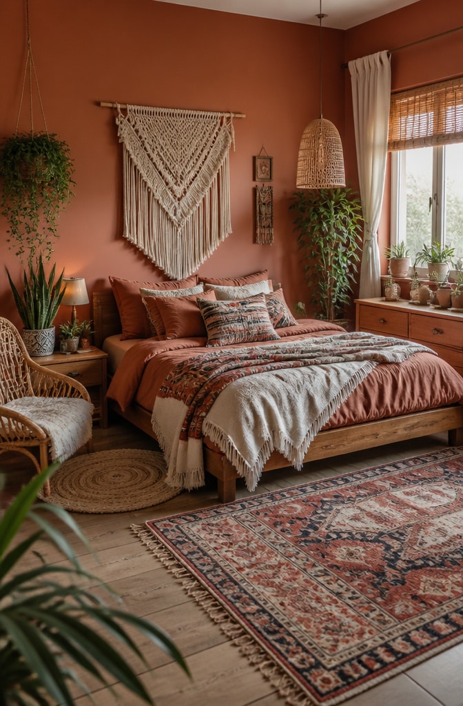 Moody Terracotta Boho Bedroom