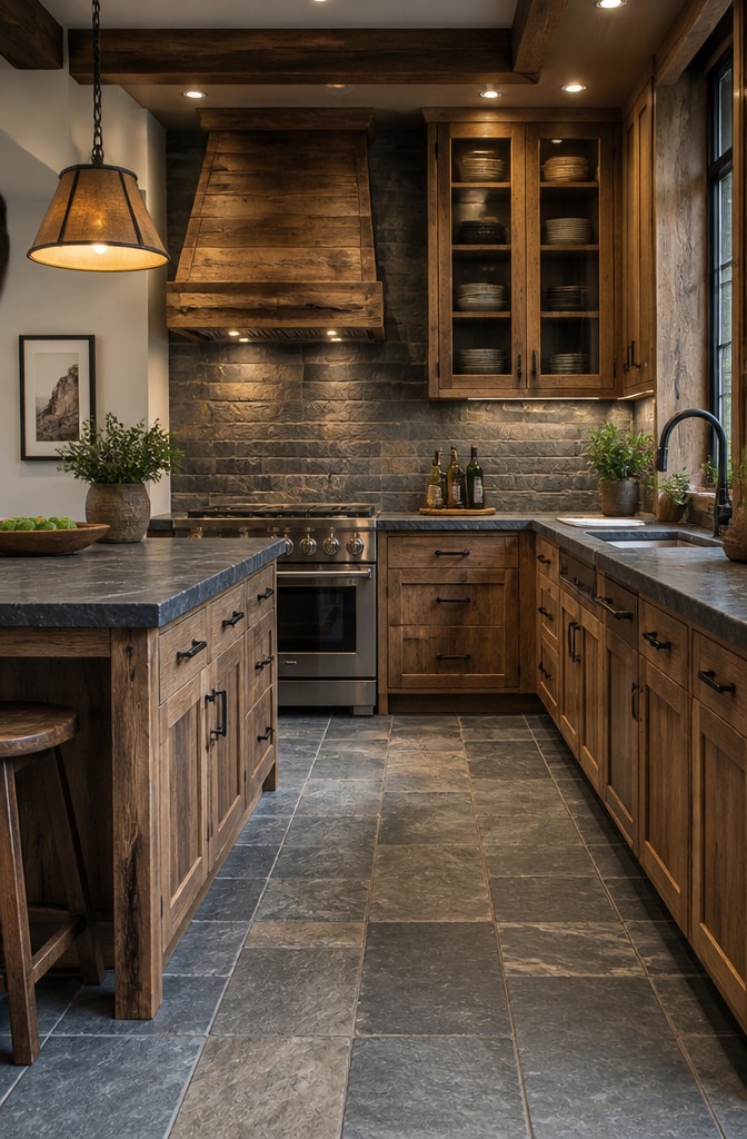 Natural Stone Slate Tile Kitchen