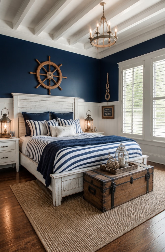 Nautical Blue Farmhouse Bedroom