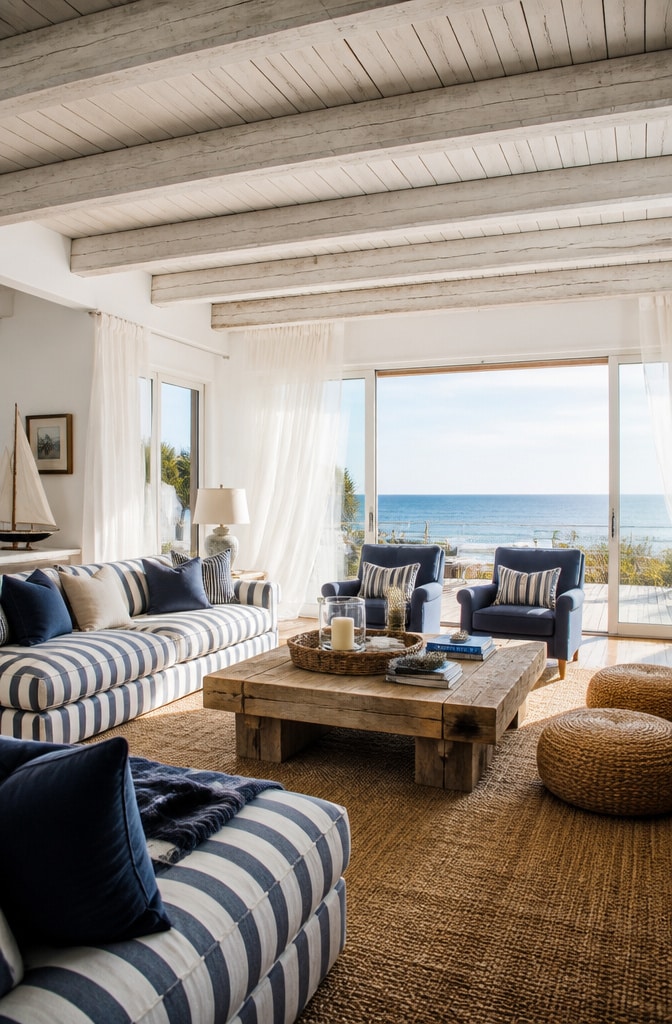 11 Stunning Beachy Coastal Living Rooms That Bring the Ocean Home