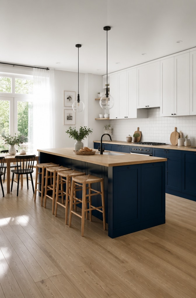 Navy Blue Scandinavian Kitchen