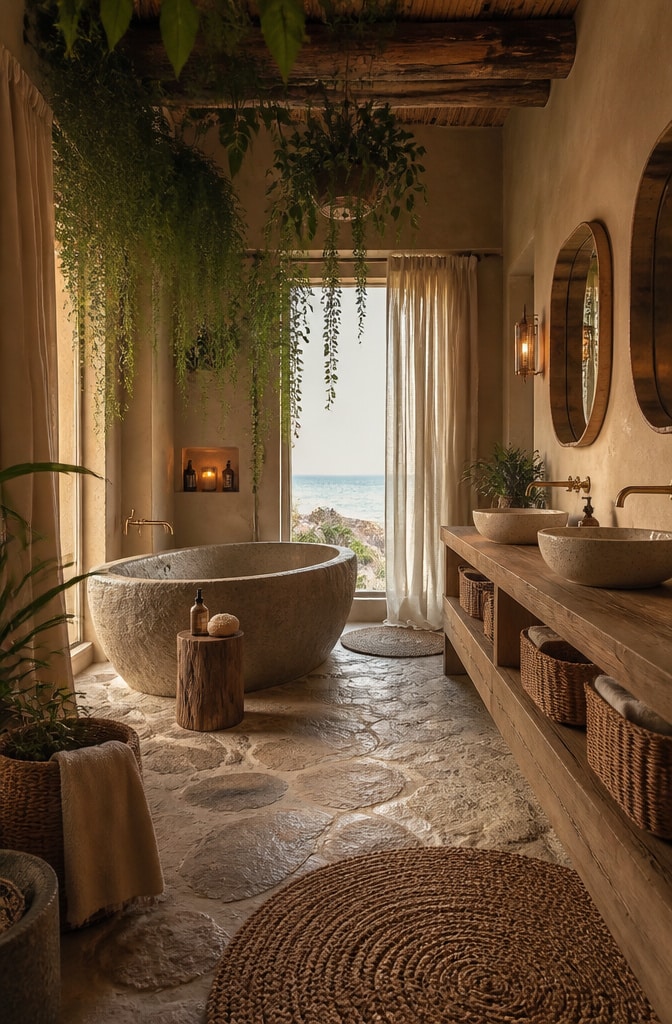 Organic Earthy Coastal Spa Bathroom