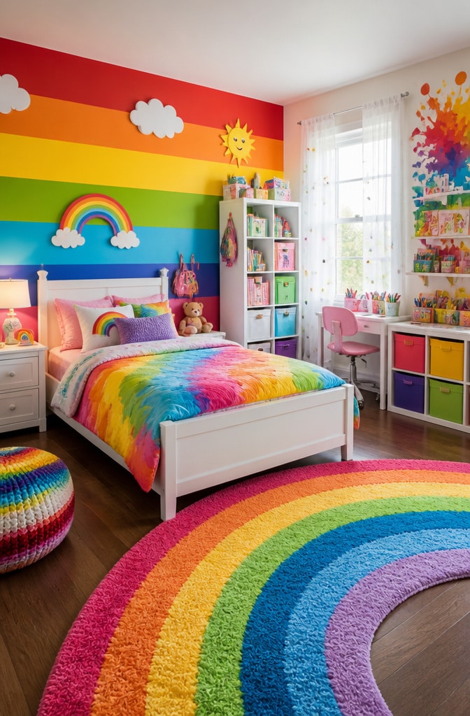 Rainbow Color Burst Bedroom