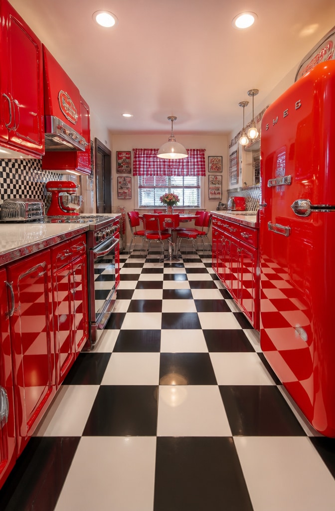 Retro Diner Style Checkerboard Tiles