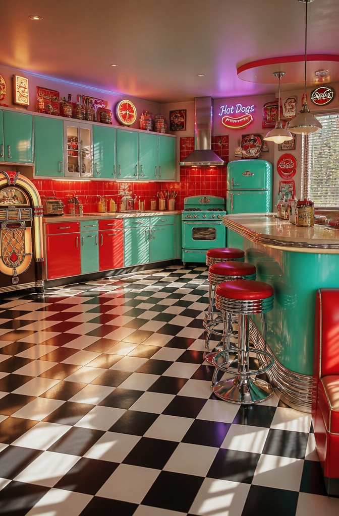 Retro Diner Style Vintage Kitchen