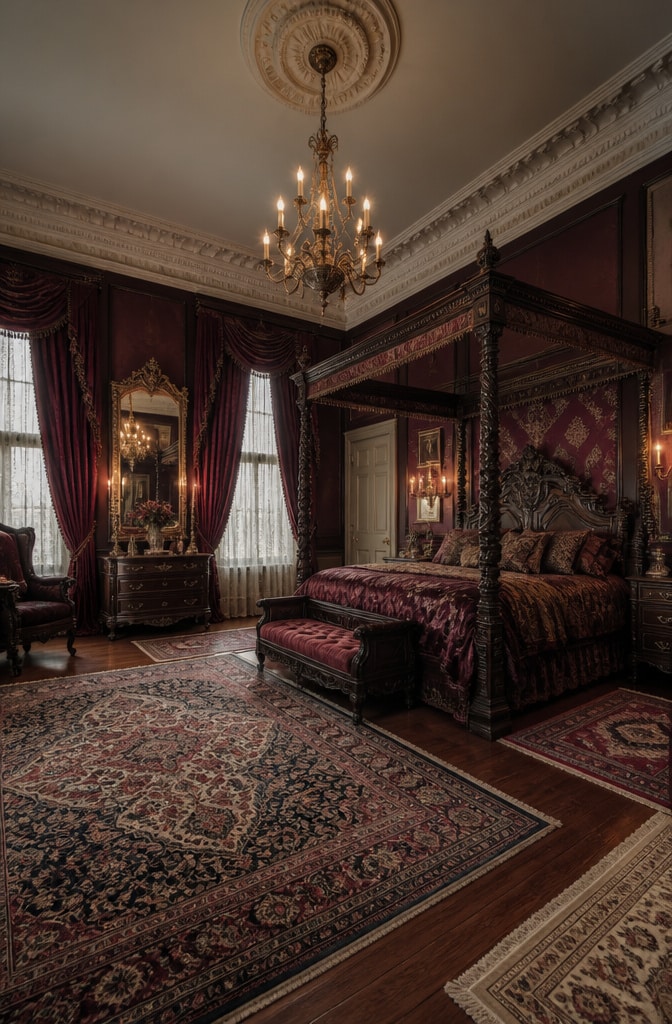 Rich Burgundy Victorian Bedroom