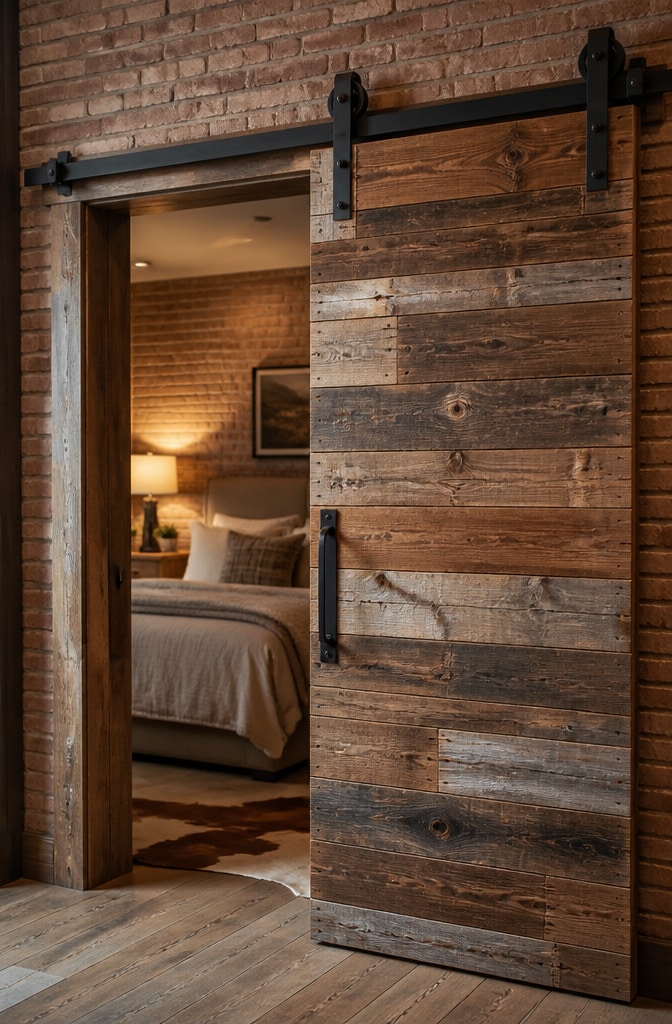Rustic Barn-Style Sliding Bedroom Door