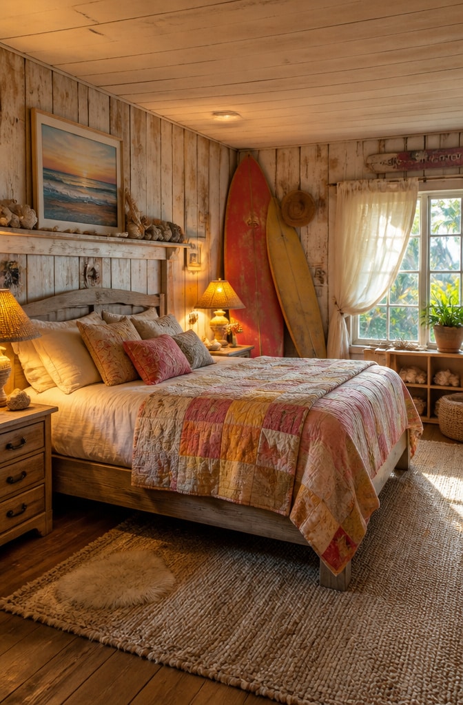 Rustic Beach Cottage Surfer Girl Bedroom