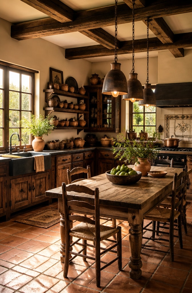 Rustic Black and Brown Farmhouse Kitchen