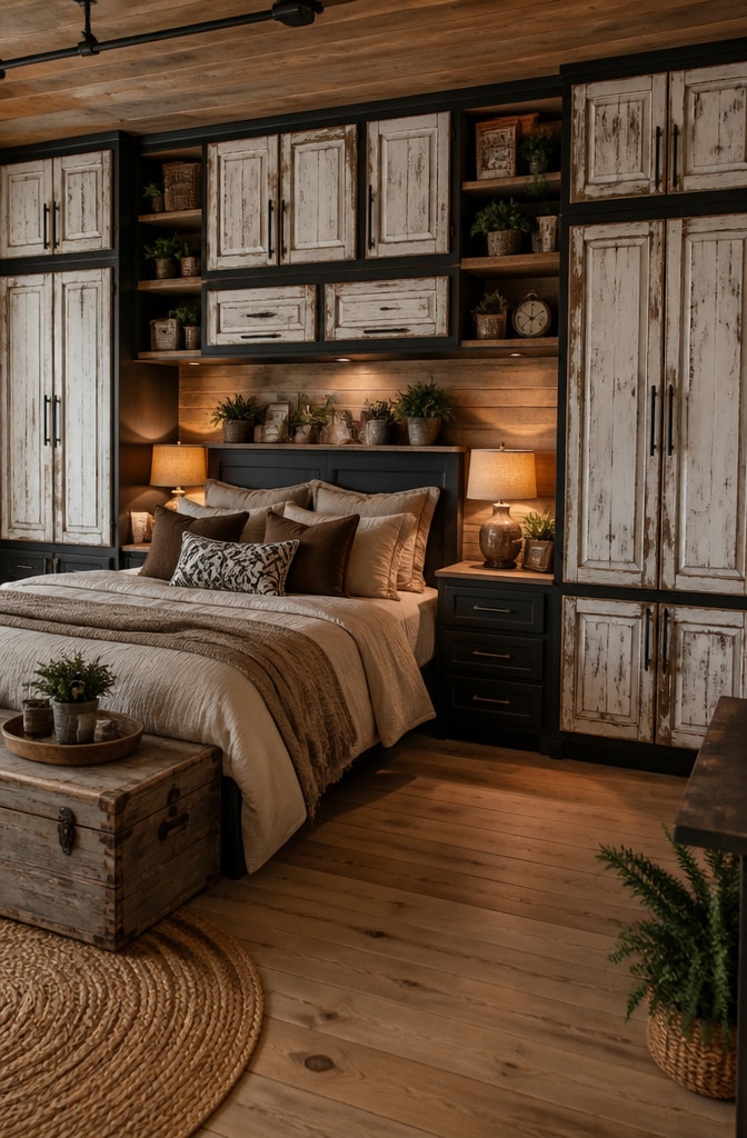 Rustic Black and White Cupboard Bedroom