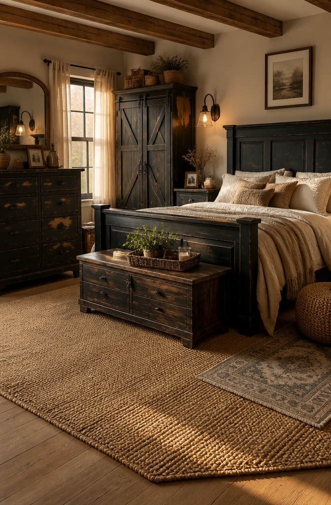 Rustic Black Farmhouse Bedroom