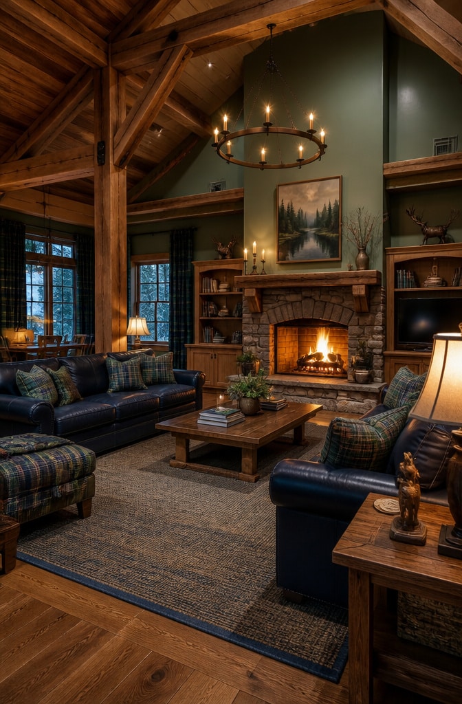 Rustic Blue and Mossy Green Lodge Style